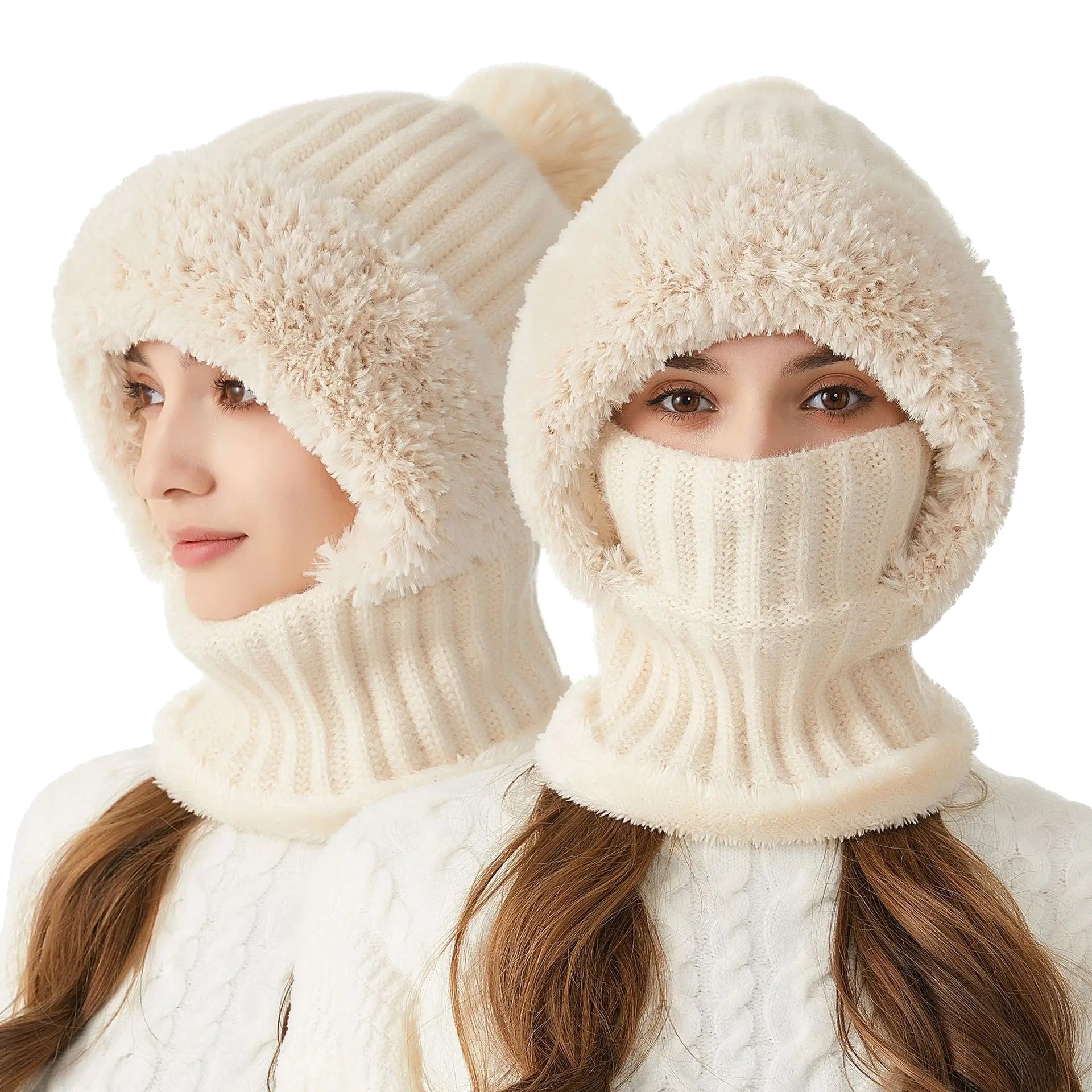 Wintermuts en sjaal set met pluche fleece voering